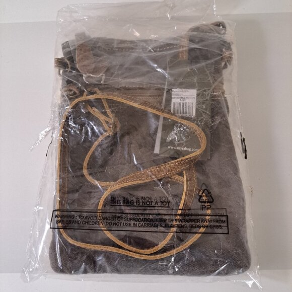 Myra Bag Bloom Bleach Upcycled Canvas & Cowhide Small Crossbody Bag S-1501 - Picture 5 of 5